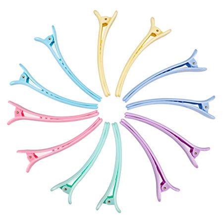Professional Hair Clips Set for Thick Hair 4.7″ Non-Slip Hair Styling Clips for Women Large Resin Duckbill Clips Pack of 12 in Assorted Color