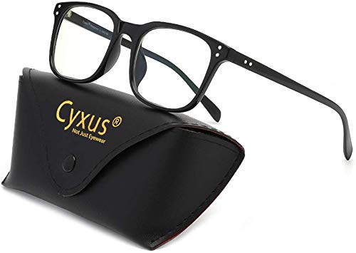 Cyxus Blue Light Blocking Glasses Transparent Lens Filter UV Light 400 Anti Glare Computer Gaming Reading Glasses for Women Men (Black)