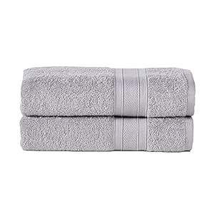 Trident Towels for Bath, 100% Cotton, Highly Absorbent, Bathroom Towels, Super Soft, 2 Piece Bath Towel Set, Soft Comfort, 500 GSM, Silver