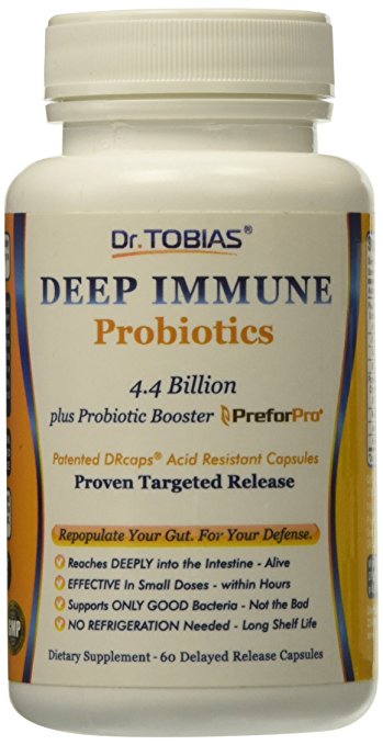 Dr. Tobias Deep Immune System Support with Patented Prebiotic To Boost The Probiotics, 60 Count