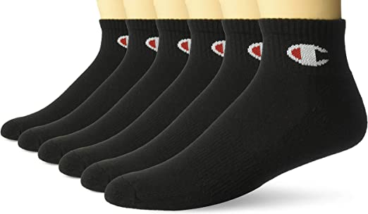 Champion mens Double Dry Moisture Wicking Champion Logo 6 Or 12 Pack Ankle Socks