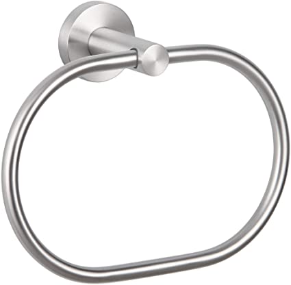 Bath Towel Ring Brushed Steel, APLusee SUS 304 Stainless Steel Rotated Hand Towel Holder for Modern Oval Bathroom Lavatory Kitchen Accessories