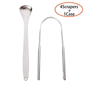 Donxote Stainless Steel Tongue Scraper Cleaners - Oral Care Tools Set 2 Pcs/Pack(2 Packs)