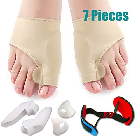 Bunion Corrector & Bunion Relief Protector Sleeves Kit - Treat Pain in Hallux Valgus, Big Toe Joint, Hammer Toe, Toe Separators Spacers Straighteners Splint Aid Surgery treatment-7Pcs