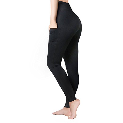 ALONG FIT Mid-Waist Out Pocket Inner Pocket Yoga Pants Tummy Control Workout Yoga Leggings Ultra Soft Lightweight