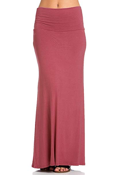 Azules Women'S Rayon Span Regular to Plus Size Maxi Skirt - Solid