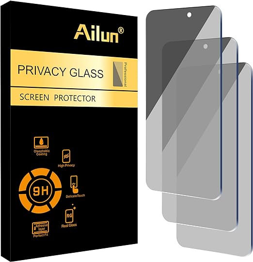 Ailun Privacy Screen Protector for iPhone 15/15 Pro [6.1 Inch] 3 Pack Anti Spy Private Tempered Glass Anti-Scratch Case Friendly [Black] [3 Pack]