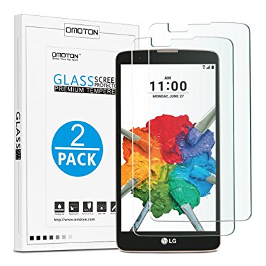 LG Stylo 2 / LG Stylo 2 Plus Tempered Glass Screen Protector[2-Pack], OMOTON Screen Protector for LG Stylo 2 / LG Stylo 2 Plus with [9H Hard] [Crystal Clear] [Scratch Resist] [Bubble Free]