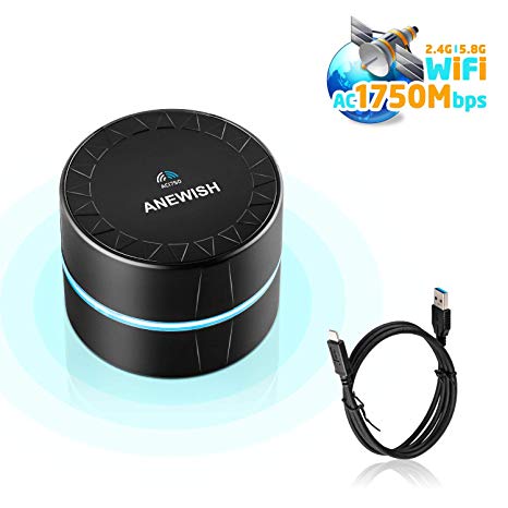 AneWish Usb Wireless Adatper AC1750mbps Dual Band Usb 3.0 Wifi Dongle Built in 2 5DBI Antenna Supports WindowsXP/7/Vista/8/10 MacOS:10.6~10.13Linux: (kernel 2.6.18~4.5) Android 1.6~2.3,4.0~7.0