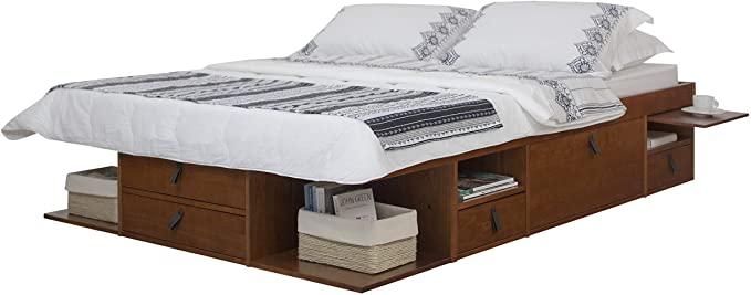 Memomad Bali Storage Platform Bed with Drawers (Full Size, Caramel)