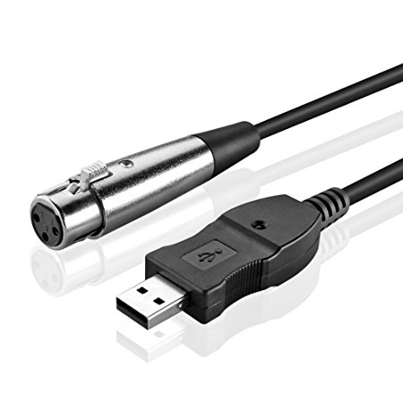 TNP XLR to USB Audio Cable (10FT) - Female XLR Instrument Microphone to USB Interface Converter Adapter Wire Cord Connector Plug Jack