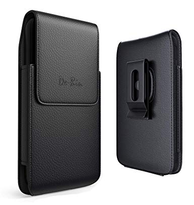 DeBin Galaxy Note 10 Holster, Premium Leather Phone Belt Holder Holster Case with Belt Clip (Swivel Belt Clip) Pouch Cover for Samsung Galaxy Note 10 (Not 10  Plus) (Fits Cell Phone with Case on)