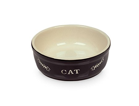 Nobby Ceramic Cat Basin, 13.5 x 13.5 x 0.25 cm, Black/ Beige