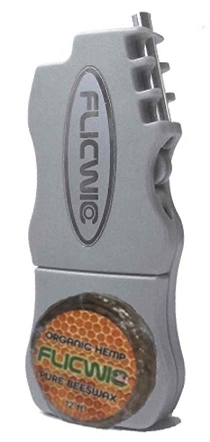 FlicWic Hemp Wick Dispenser Lighter Case w/ 12' FlicWic Organic Hemp Wick Spool (Silver)