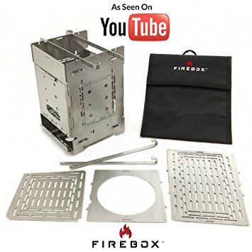 Firebox Bushcraft Camp Stove Kit - Wood Burning / Multi Fuel - Collapsible / Folding - Portable Campfire - Model Gen 2 5 inch / G2 - 5" Stainless Steel Camping Stove