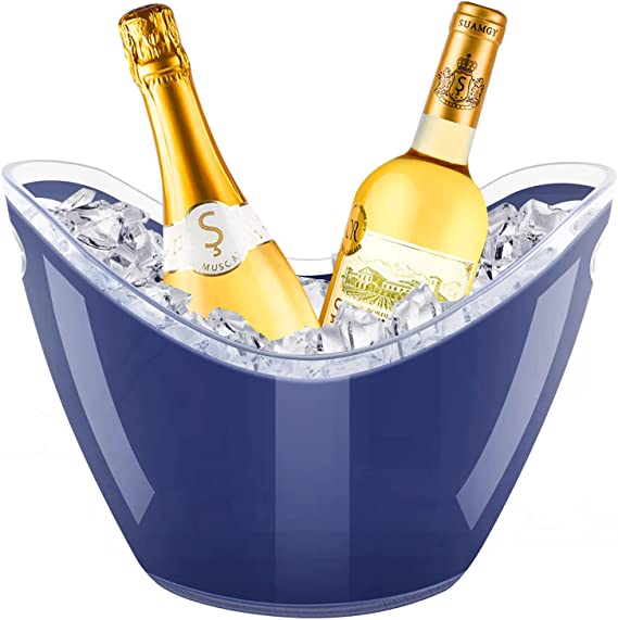 Ice Bucket Wine Bucket,Clear Acrylic 3.5 Liter Plastic Tub for Drinks and Parties, Food Grade, Perfect for Wine, Champagne or Beer Bottles(Blue)