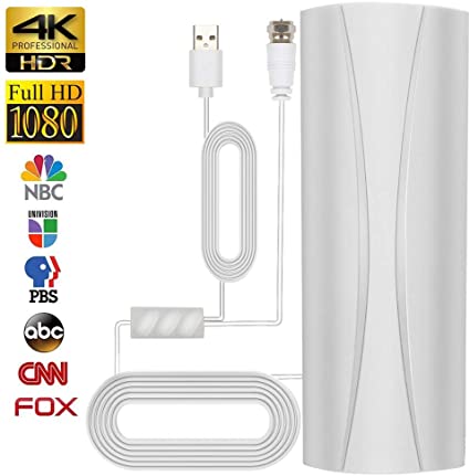 2020 Newest Amplified HD Digital TV Antenna, 150 Miles Range HDTV Antenna with 36ft Long Coax Cable Support All Television,Outdoor/Indoor TV Antenna for Free Local Channels 4K HD 1080P VHF UHF (White)