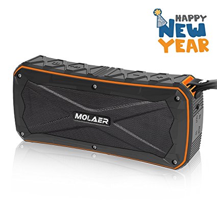 MOLAER Portable Outdoor Wireless Bluetooth Speakers 4.1 with USB Charging Port Waterproof IPX6 Dual-drive 16W High Power Stereo Loudspeaker Enhanced Bass HD Handsfree Calling AUX/TF Card Play (Orange)
