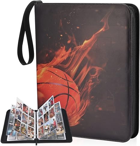 Basketball Card Binder 9 Pocket - Lictin Basketball Card Holder, Trading Card Binder, Sports Card Binder Collectible Trading Card Albums Fits 810 Cards with 45 Removable Sleeves