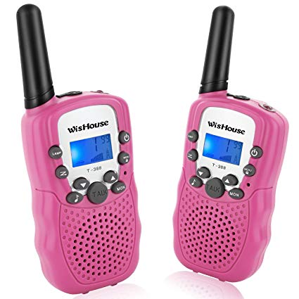 Wishouse Walkie Talkie Kids Toy Set, Best Gifts Easy use Two Way Radios for Girls, 22 Chanels 3 Miles Long range Cool Vox walky talky for camping hiking fishing outdoors(T388 Pink, 1 Pair)