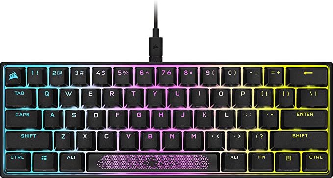 CORSAIR K65 RGB Mini 60% Mechanical Gaming Keyboard - Customizable Per-Key RGB Backlighting - Cherry MX Speed Mechanical Keyswitches - Detachable USB Type-C Cable - AXON Hyper-Processing Technology