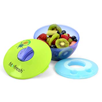 Fit & Fresh Kids' Fruit and Salad Lunch POD, Reusable Food Storage Container with Removable Ice Pack and Dressing Dispenser, Healthy Snack Bowl, BPA-Free