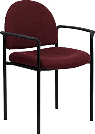 Flash Furniture Comfort Burgundy Fabric Stackable Steel Side Reception Chair with Arms