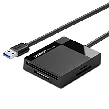 Ugreen 4 in 1 USB 3.0 Card Reader Writer 5 Gbps Speed for Digital Memory Cards TF SD Micro SD SDHC SDXC Flash Card 1.5 feet Cable Black