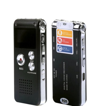 Digital Audio Voice Recorder  Dictaphone  MP3 Player -8GB  650HR  Multifunctional Rechargeable Dictaphone Player with Built-In Speaker