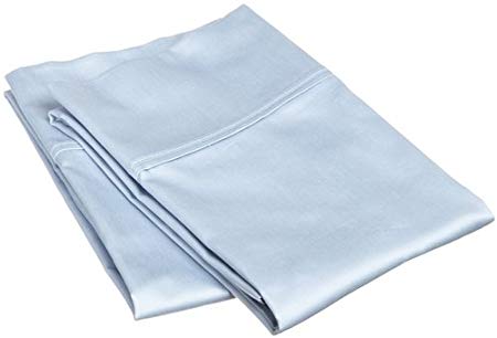Rajlinen Luxury Poly Cotton 600-Thread-Count Sateen Finish 2 Qty Pillow Case Standard Size 20"X30" Light Blue Solid