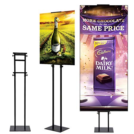HUAZI Sign Holder- Heavy Duty Pedestal Poster Stand- Sign Stand with Adjustable Height Up to 75inches for Board & Foam,Black