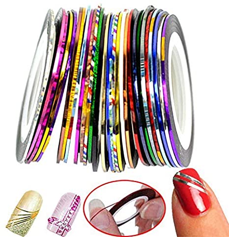 30 Colors Multicolor Mixed Colors Rolls Striping Tape Line Nail Art Decoration Sticker DIY Nail Tip