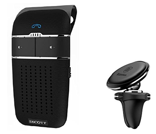 HH Scott Bluetooth Hands-Free Car Speakerphone, Magnetic Phone Mount, S100103, Black