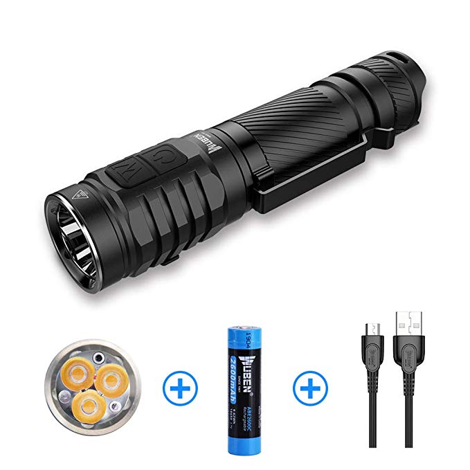 WUBEN TO46R 1000 Lumens High CRI Flashlight (CRI&gt;90) NICHIA 219C LED USB Rechargeable IP68 Waterproof 7 Modes Torch with 18650 Battery Included