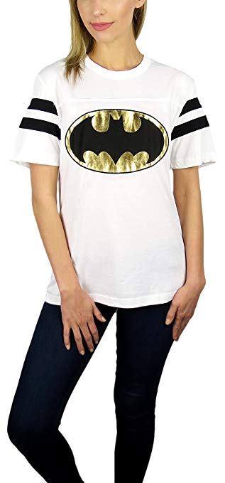 DC Comics Womens Batman Gold Logo Varsity Football Tee