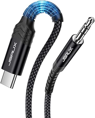 JSAUX USB C to 3.5mm Audio Aux Jack Cable[6.6ft], USB Type C to 3.5mm Headphone Stereo Cord Car Compatible with iPhone 15 Pro Max/15 Pro/15 Plus, iPad Pro, Samsung Galaxy S23 S22 Ultra, Pixel-Black