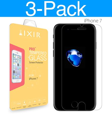 [3-Pack] iPhone 7 Tempered Glass Screen Protector, IXIR [9H Extreme Hardness] {Full HD} {Easy Installation System} PRO  Tempered Glass Screen Protector for iPhone 7