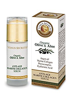 Anti Ageing Serum For Women - With Marine Collagen - 40ml - By Venus Secrets Natural Cosmetics -For Face & Neck - Moisturizes - Repairs - Firms - Rejuvenates - Hydrates - Improves Skin Tone and Elasticity - Diminishes Fine Lines and Dark Spots - FREE UK DELIVERY