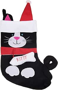 Clever Creations 1 Pack Classic Christmas Stocking Hanging Decoration, 17 Inches Large Size Plush Gift for Family Holiday Party, Black Cat