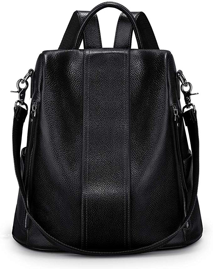 S-ZONE Women Soft Leather Backpack Antitheft Rucksack Ladies Shoulder Bag Medium