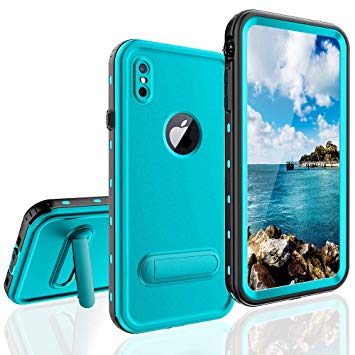 FXXXLTF iPhone Xs Max Waterproof Case, Supporting Wireless Charging Full Body Protective Clear Case Built in Screen Protector, Shockproof Snowproof Case Design for iPhone Xs Max