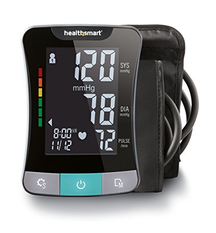 HealthSmart Premium Series Talking Upper Arm Blood Pressure Monitor, Clinically Accurate LCD Digital Blood Pressure Monitor, 2 Person Electronic Blood Pressure Monitor with Standard and Large Cuffs