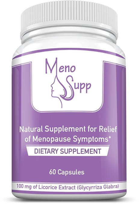 Menosupp- Menopause Supplements for 100% Natural Menopause Relief of Symptoms - Hot Flashes, Night Sweats, Mood Swings, Vaginal Dryness - Licorice Root Extract Vegetable Capsule for Menopause Support