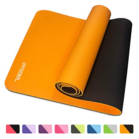 arteesol Fitness Mat, TPE Non Slip Yoga Mat Eco Friendly High Density Yoga Exercise Mat for Yoga, Pilates and Gymnastics 183 x 61 cm