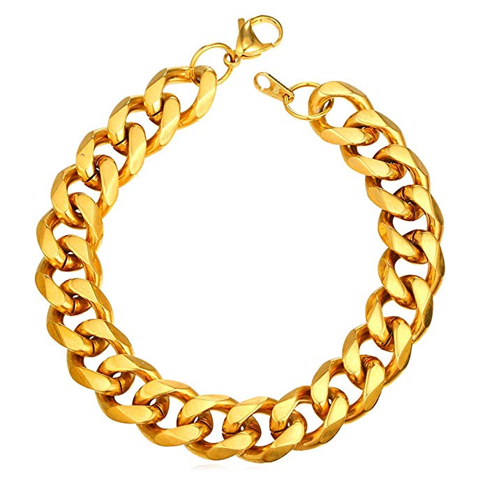 3MM/6MM/9MM/12MM Men Chain Bracelets Wide High Polished Chunky Bracelet Curb Cuban Chain Stainless Steel Base Men Jewelry,8.3 Inch