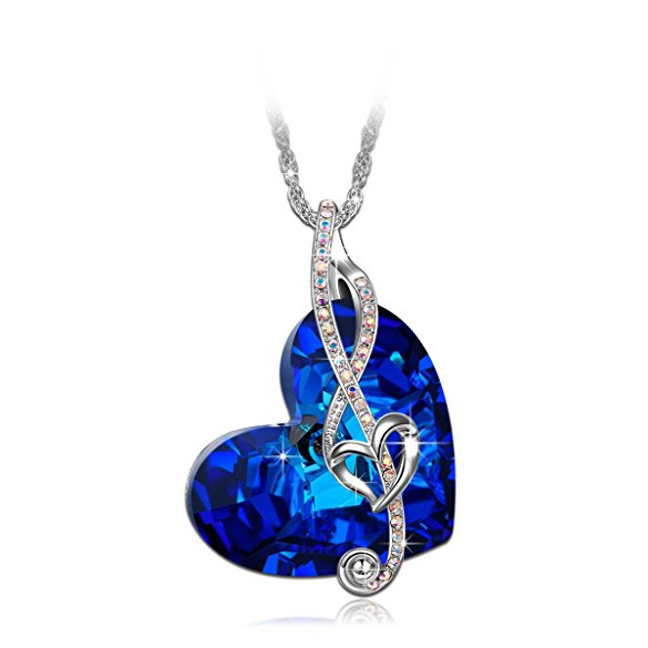 Brilla Heart Of The Ocean Necklace Fashion Jewelry "Waltz of Love" Blue Swarovski Elements Crystal
