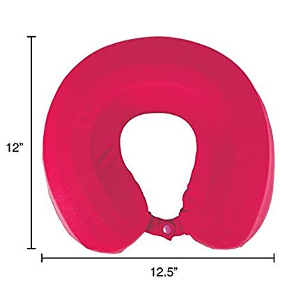 Memory Foam Travel Pillow- Round U-Shaped Neck/Head Support with Pillowcase Protector for Sleeping, Airplanes, Train and Camping by Lavish Home (Pink)