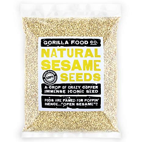 Gorilla Food Co. Natural Sesame Seeds Raw Unhulled - 1 Pound Resealable Bag