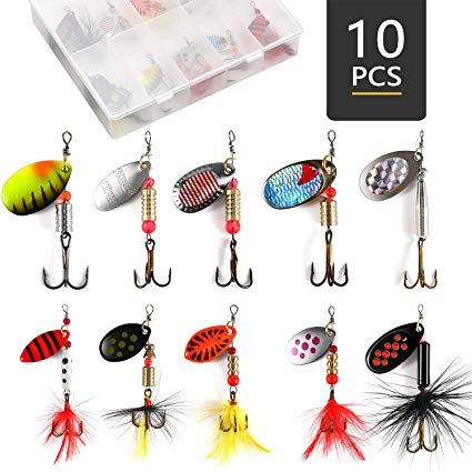 Magreel Spinner Baits, Fishing Lures Kit for Trout Bass Salmon with Tackle Bag/Box 10PCS/16PCS