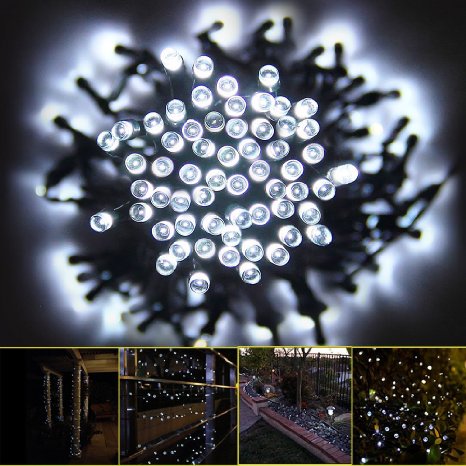 ANNT Solar Powered LED String Light Ambiance Lighting 55ft 17m 100 LED Solar Fairy String Lights for Outdoor Gardens Homes Christmas Party 100 LED Cool white